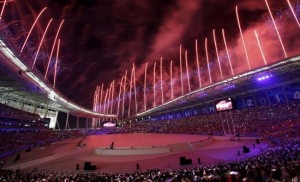 Fireworks explode during the opening ceremony of the 17th Asian Games in Incheon