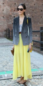 เสื้อสูท-Ombre-สีดำขาว-กระโปรงสีเหลือง-Milan-Fashion-Week-Spring-2013
