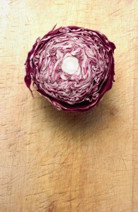 Halved red cabbage