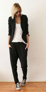 กางเกง-Harem-สีดำ-Zara-เสื้อยืดสีขาว-เสื้อสูทสีดำ-Zara